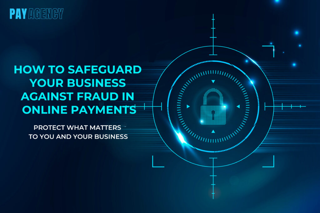 online payment security with a lock icon at the center and the title "How to Safeguard Your Business Against Fraud in Online Payments."